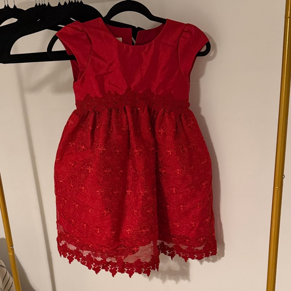 Laura Ashley Red Lace Formal Kids Dress